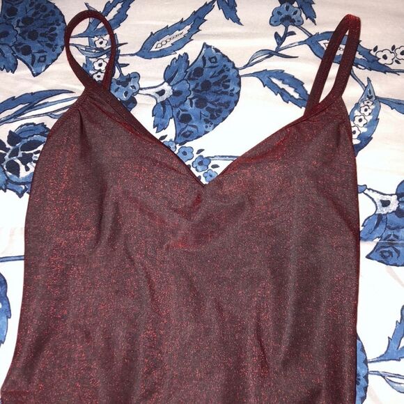 Liz Claiborne Sz 6 Red Shimmery Bodysuit - Picture 4 of 8